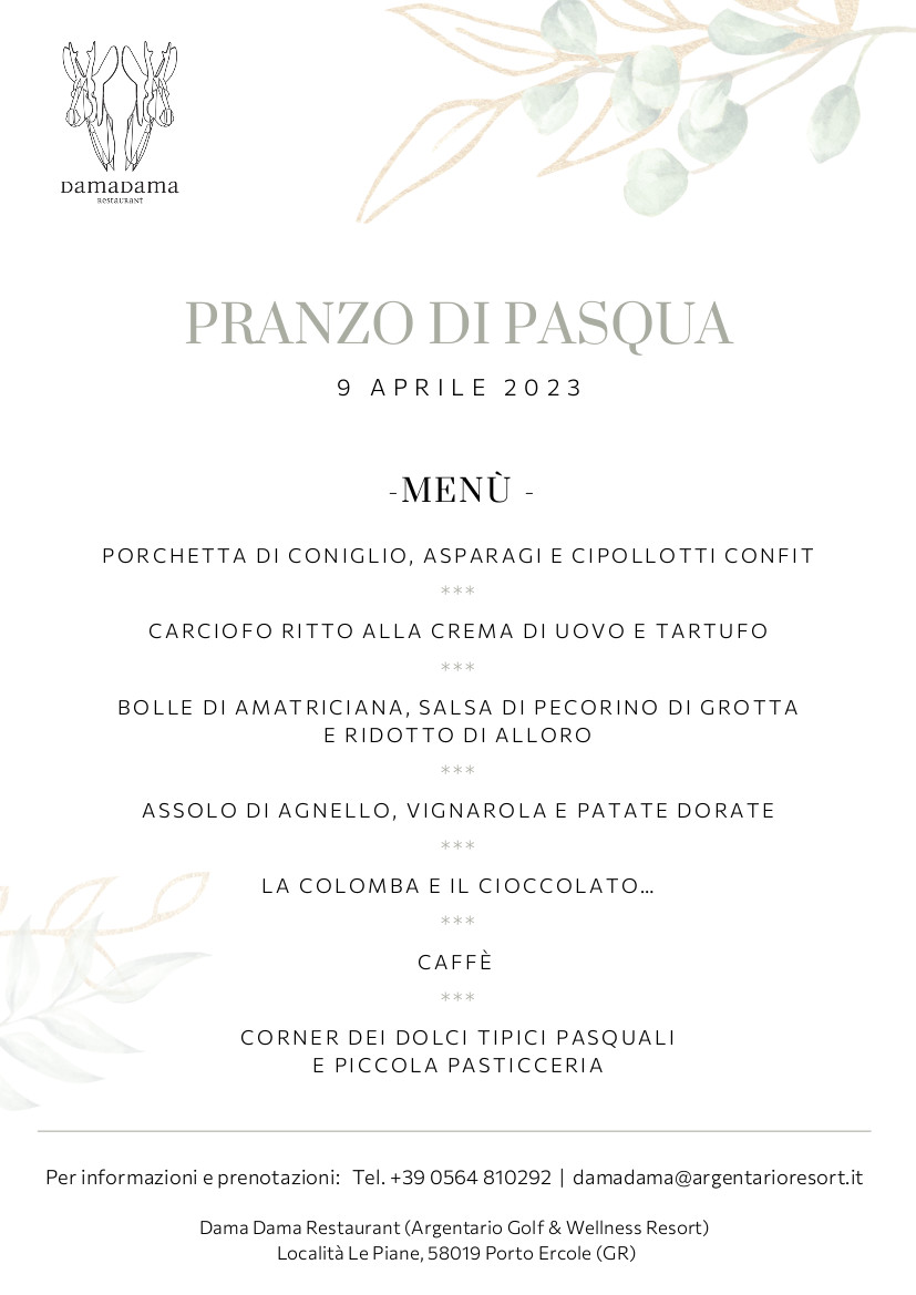 Menu Pasqua 2023 Argentario ristorante Porto Ercole