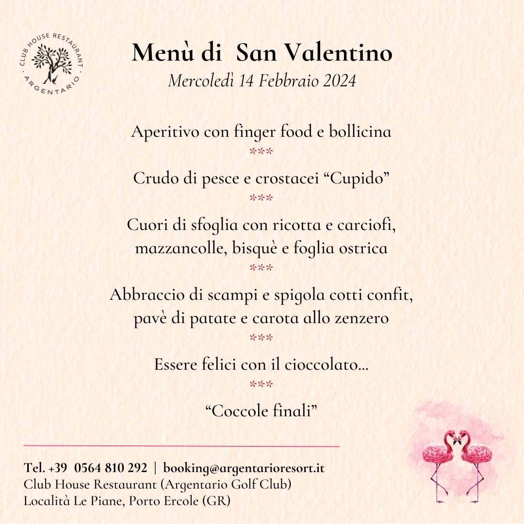 it:: menu ristorante san valentino all'Argentario || en:: vlaentines menu argentario